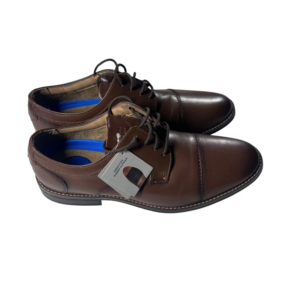 Nunn Bush Mens Brown Leather Cap Toe Oxford Dress‎ Shoes Size 9 1/2 Wide NWOB